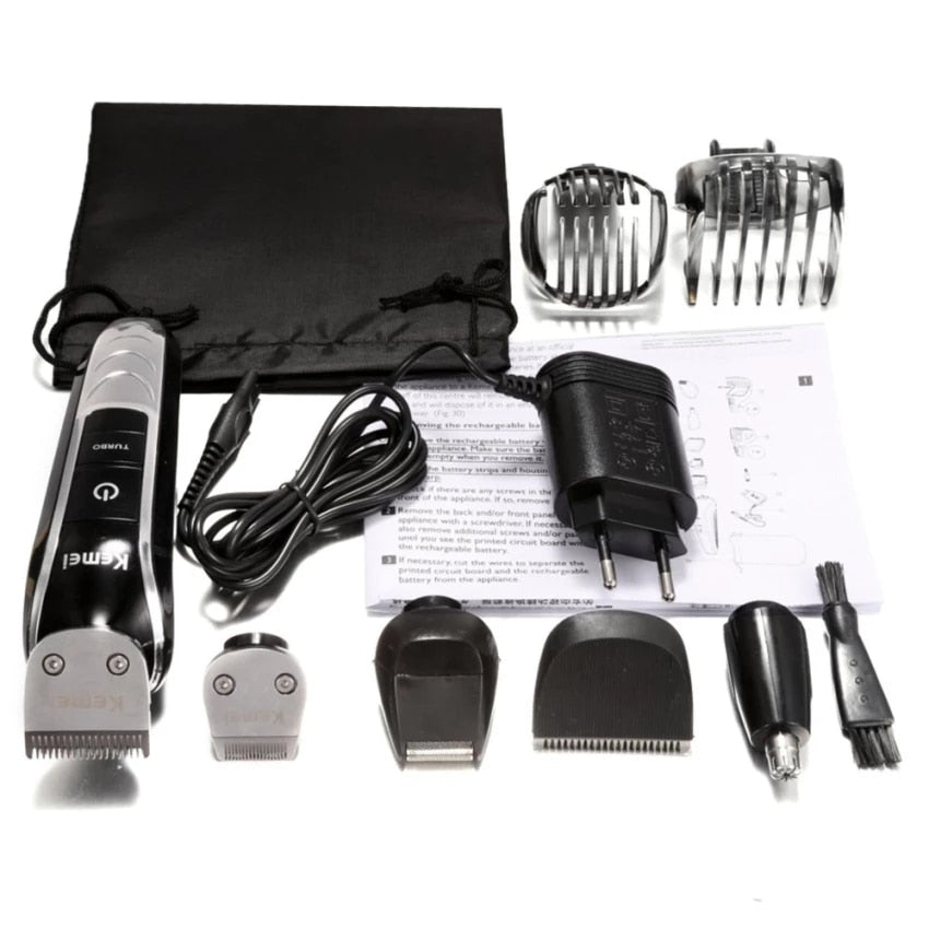 KEMEI 5 In 1 Professional Rechargeable Hair Trimmer Hair Clipper Shaver Razor Cordless Adjustable Hair Cutting Machine KM-1832 - HAB