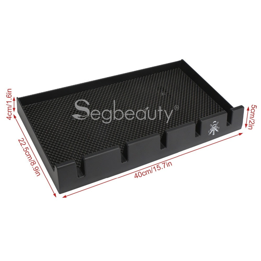 Segbeauty Salon Barber Clipper Tray Black Clippers Organizer Case with 5 Notches Accesories Anti-slip Hairdresser Tools Box - HAB