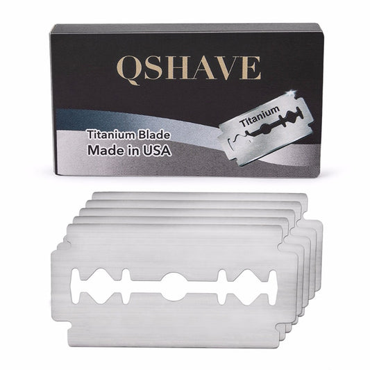 Qshave Double Edge Safety Razor Blade Straight Razor Titanium Blade Classic Safety Razor Blade Made in USA, 10 Blades - HAB