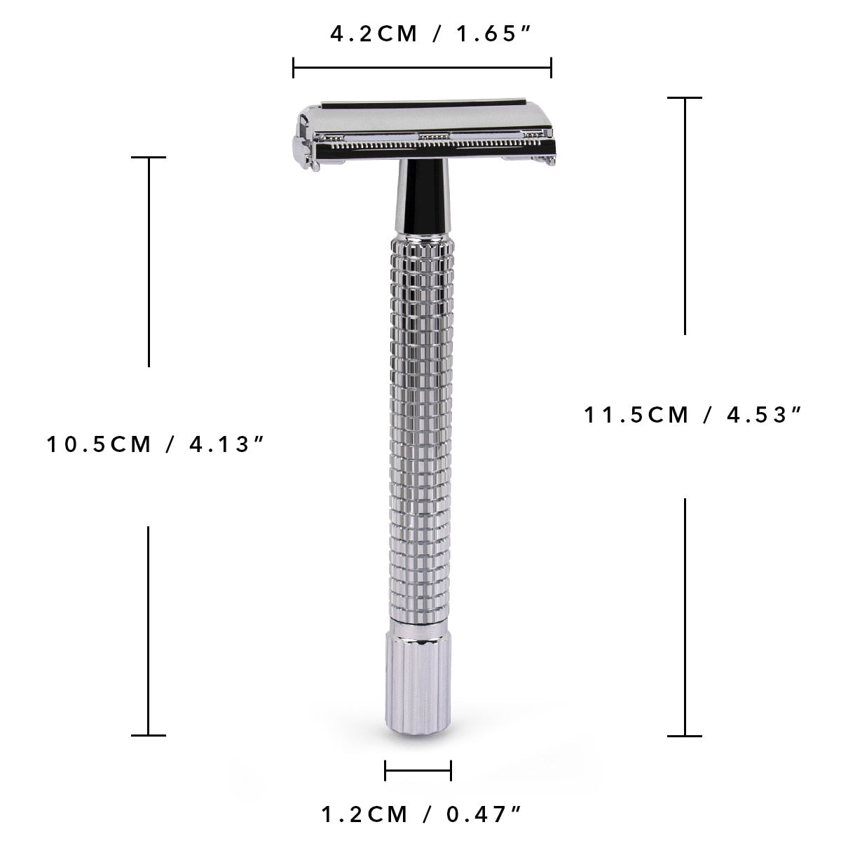 Qshave Double Edge Safety Razor Long Handle Butterfly Open Classic Safety Razor silver color, 1 Handle & 5 blades - HAB