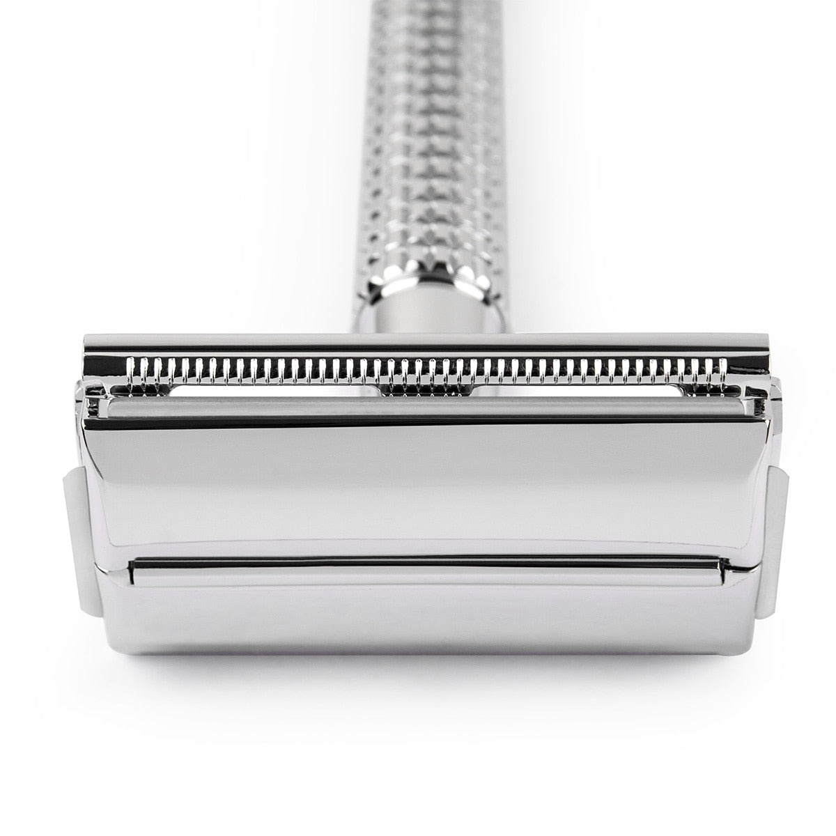 Qshave Double Edge Safety Razor Long Handle Butterfly Open Classic Safety Razor silver color, 1 Handle & 5 blades - HAB