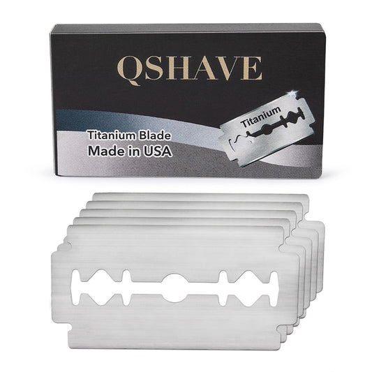 Qshave Double Edge Safety Razor Blade Straight Razor Titanium Blade Classic Safety Razor Blade Made in USA, 10 Blades - HAB