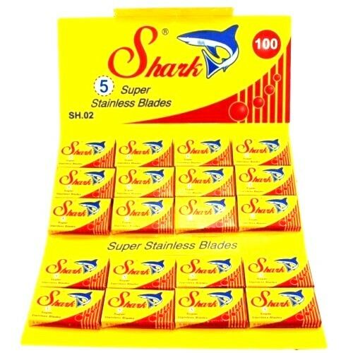 100 piece 100 pcs SHARK SUPER shaving razor stainless blades DOUBLE EDGE SAFETY RAZOR BLADES - HAB