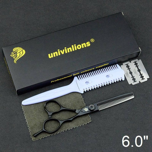 6" black hair scissors japanese razor hairdressing scissors barber hair clipper for salon hairstylist hair cutting shears kit - HAB