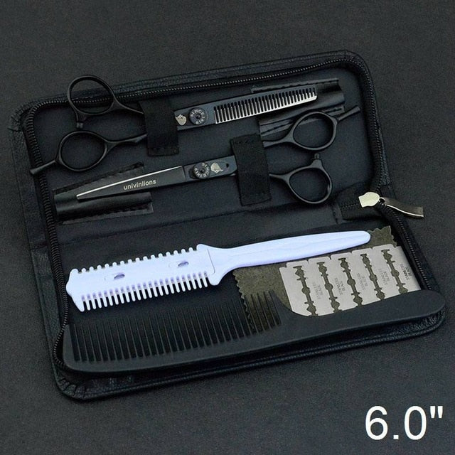 6" black hair scissors japanese razor hairdressing scissors barber hair clipper for salon hairstylist hair cutting shears kit - HAB
