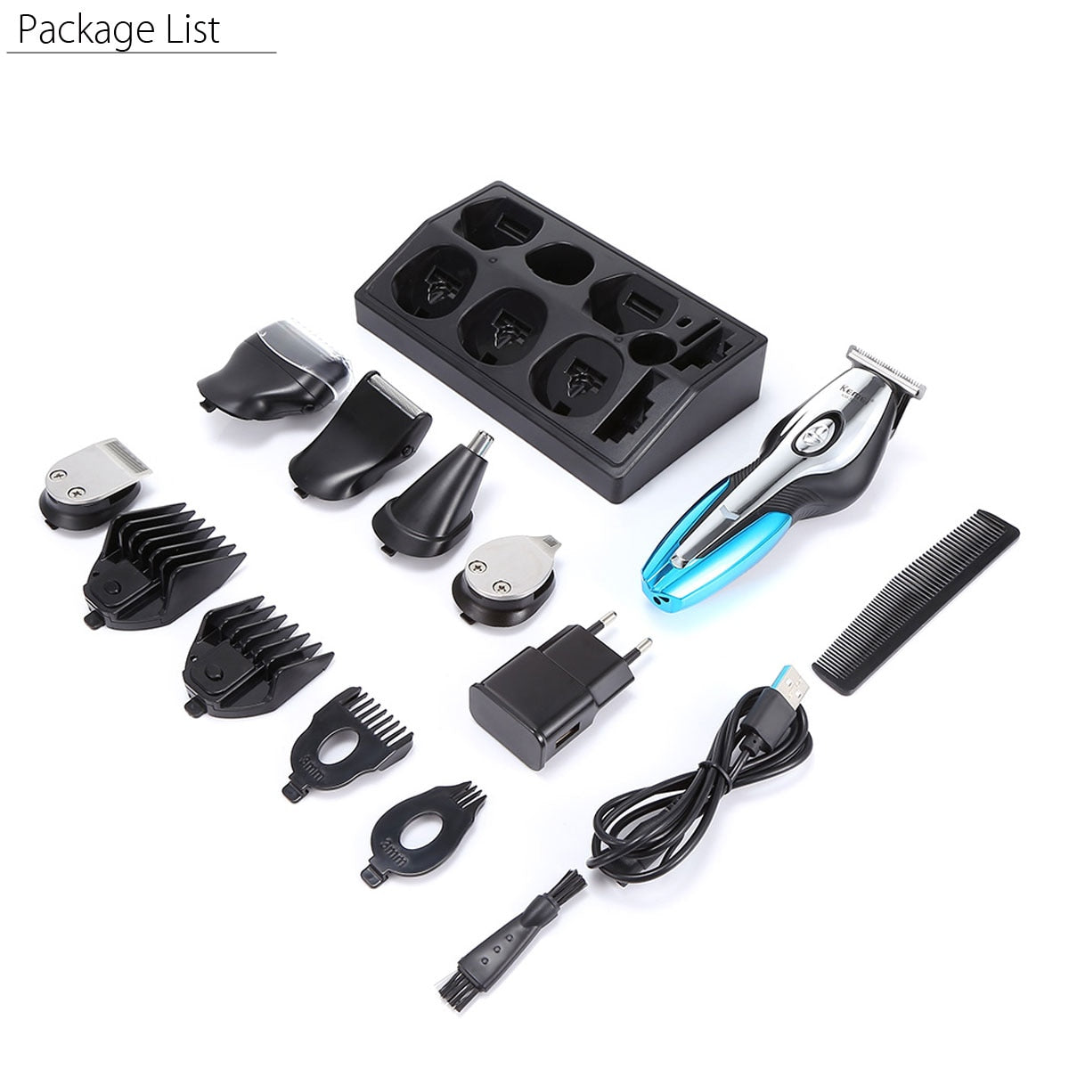KEMEI Rechargeable Electric Hair Trimmers 11 in 1 Hair Clipper Electric Shaver Beard Trimmer Men Shaving Machine Nose Trimmer - HAB