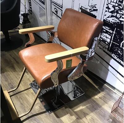 HBarber chair solid wood armrest barber chair antique barber chair hairdressing chair hairdressing salon special cutting chair. - HAB
