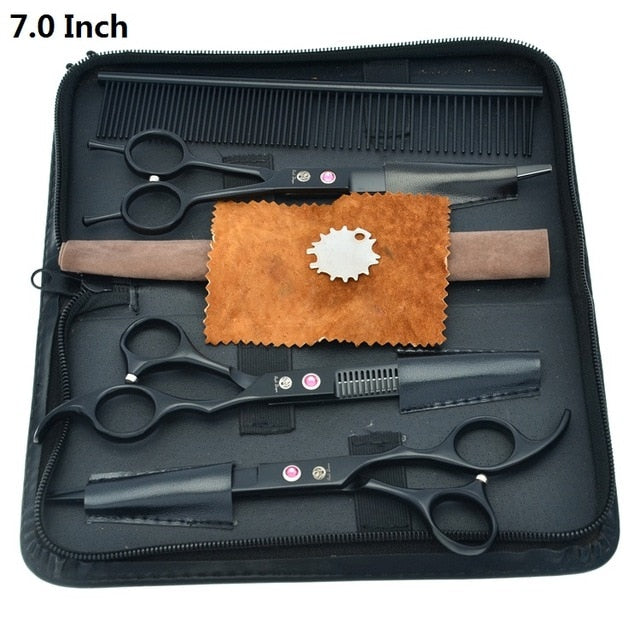 Purple Dragon 7 inch High Quality Pet Grooming Scissors Set Dogs Cutting Thinning Curved Shears Puppy Cat Clippers LZS0377 - HAB