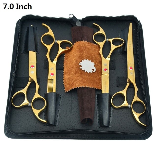 Purple Dragon 7 inch High Quality Pet Grooming Scissors Set Dogs Cutting Thinning Curved Shears Puppy Cat Clippers LZS0377 - HAB