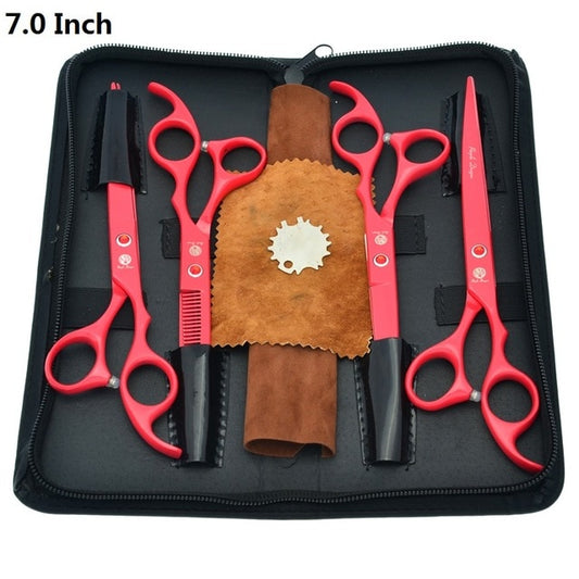 Purple Dragon 7 inch High Quality Pet Grooming Scissors Set Dogs Cutting Thinning Curved Shears Puppy Cat Clippers LZS0377 - HAB