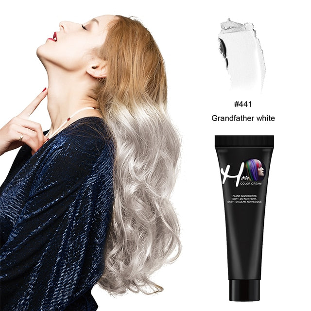DOCATY Hair Tint Colorant Grandma Ash Semi Permanent Hair Dye Wax Hair Cream Color Dye Paint No Odor Hair Dye Tint Colorant - HAB