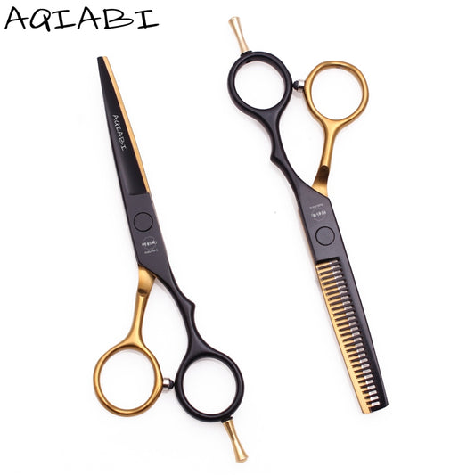 5.5" AQIABI Hairdressing Scissors Hair Professional Thinning Shears Set Hair Cutting Scissors Barber Scissors 440C Japan A1029 - HAB