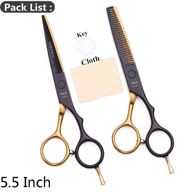 5.5" AQIABI Hairdressing Scissors Hair Professional Thinning Shears Set Hair Cutting Scissors Barber Scissors 440C Japan A1029 - HAB