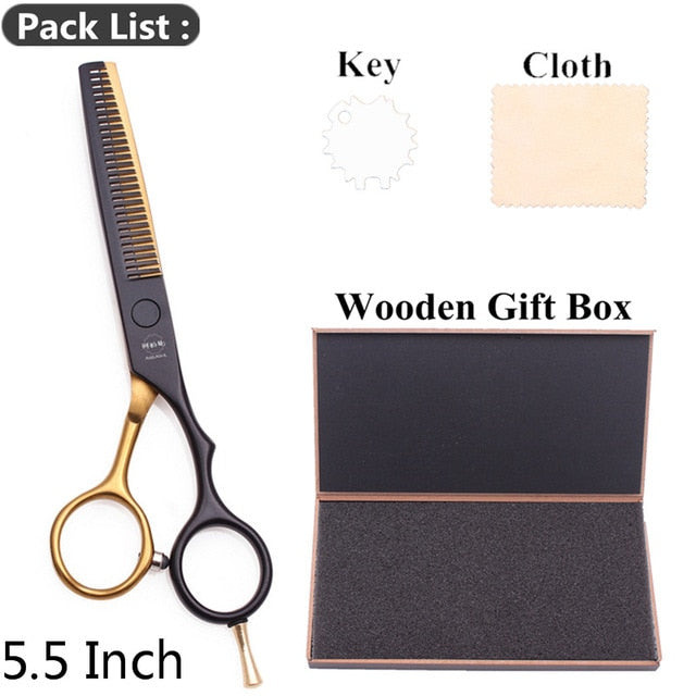 5.5" AQIABI Hairdressing Scissors Hair Professional Thinning Shears Set Hair Cutting Scissors Barber Scissors 440C Japan A1029 - HAB