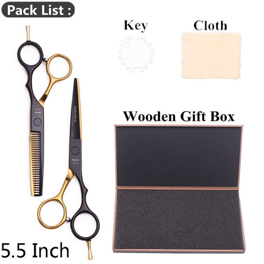 5.5" AQIABI Hairdressing Scissors Hair Professional Thinning Shears Set Hair Cutting Scissors Barber Scissors 440C Japan A1029 - HAB