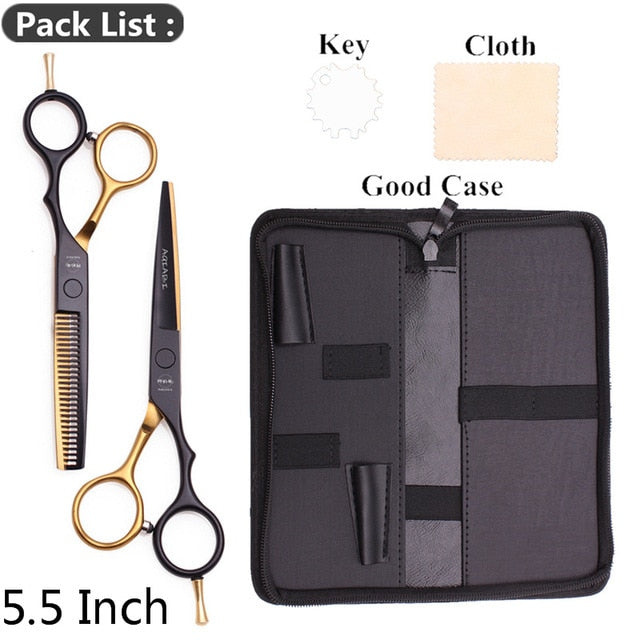 5.5" AQIABI Hairdressing Scissors Hair Professional Thinning Shears Set Hair Cutting Scissors Barber Scissors 440C Japan A1029 - HAB