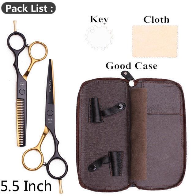5.5" AQIABI Hairdressing Scissors Hair Professional Thinning Shears Set Hair Cutting Scissors Barber Scissors 440C Japan A1029 - HAB