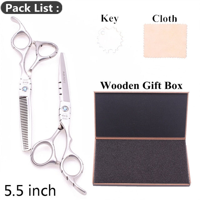 5.5" AQIABI Hairdressing Scissors Hair Professional Thinning Shears Set Hair Cutting Scissors Barber Scissors 440C Japan A1029 - HAB
