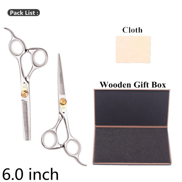 5.5" AQIABI Hairdressing Scissors Hair Professional Thinning Shears Set Hair Cutting Scissors Barber Scissors 440C Japan A1029 - HAB