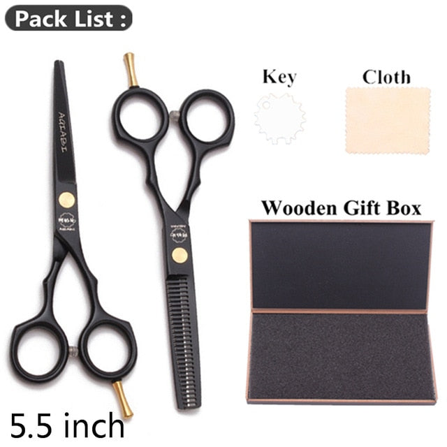 5.5" AQIABI Hairdressing Scissors Hair Professional Thinning Shears Set Hair Cutting Scissors Barber Scissors 440C Japan A1029 - HAB