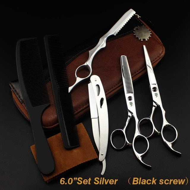New Profissional Hairdressing Scissors Hair Cutting Scissors Set Barber Shears High Quality Salon 6.0inch Multi-color optiona - HAB