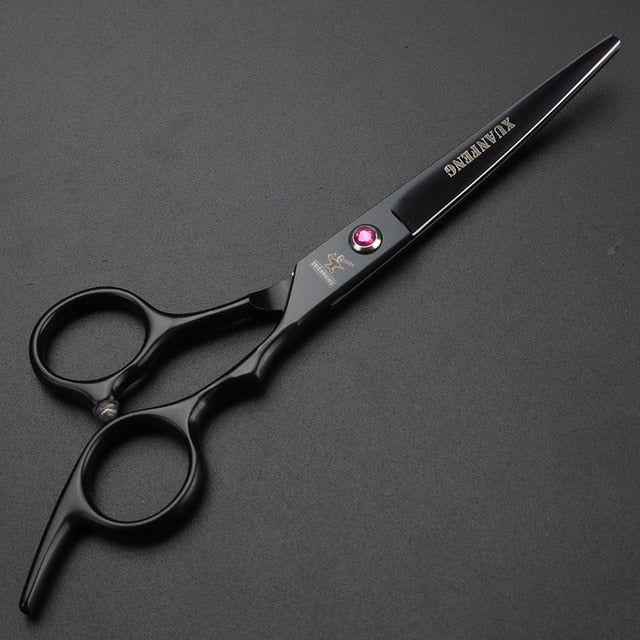 6 inch Professional barber grooming kit cutting thinning scissors and curved pieces 4 pieces Black right-handed Scissors Set - HAB