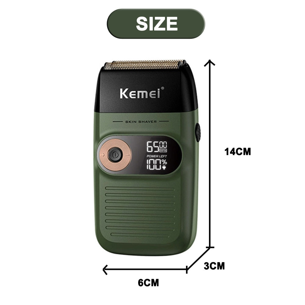 Kemei Electric Shaver Rechargeable Electric Beard Trimmer Shaving Machine for Men Twin Blade Washable Reciprocating Beard Razor - HAB