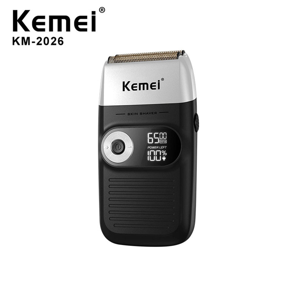Kemei Electric Shaver Rechargeable Electric Beard Trimmer Shaving Machine for Men Twin Blade Washable Reciprocating Beard Razor - HAB