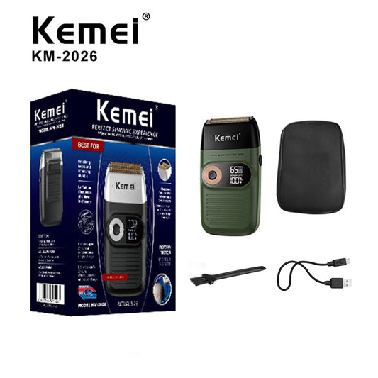 Kemei Electric Shaver Rechargeable Electric Beard Trimmer Shaving Machine for Men Twin Blade Washable Reciprocating Beard Razor - HAB