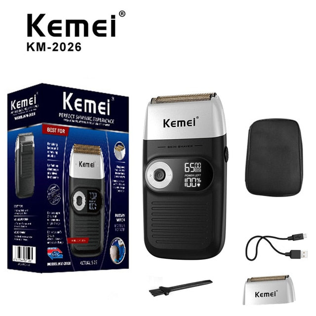 Kemei Electric Shaver for Men Twin Blade Reciprocating Cordless Razor Hair Beard USB Rechargeable Shaving Machine Barber Trimmer - HAB