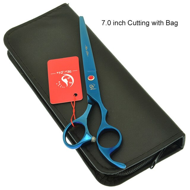7.0 Inch Big Professional Hairdressing Cutting Scissors 6.5 Inch Thinning Shears Salon Barbers JP440C Blue Hair Tesouras A0132A - HAB