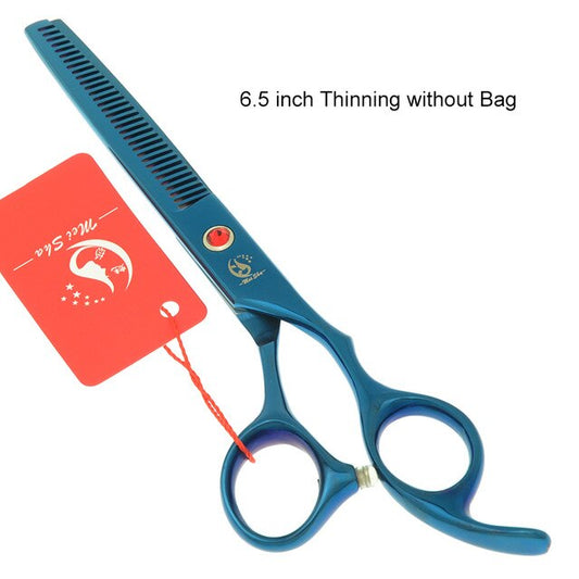 7.0 Inch Big Professional Hairdressing Cutting Scissors 6.5 Inch Thinning Shears Salon Barbers JP440C Blue Hair Tesouras A0132A - HAB
