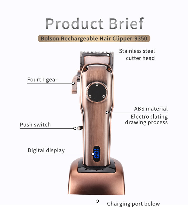 PULIS Electric Hair Trimmer Professional Barber Shop Rechargeable Hair Clipper Beard Trimmer Haircut Shaving Machine - HAB