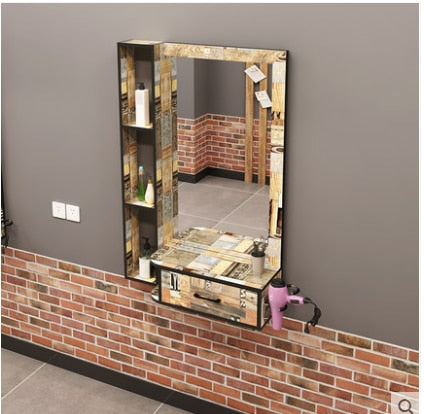 Hairdressing shop mirror hair salon mirror table cabinet table integrated wall-mounted mirror of barber shop hairdressing mirror - HAB