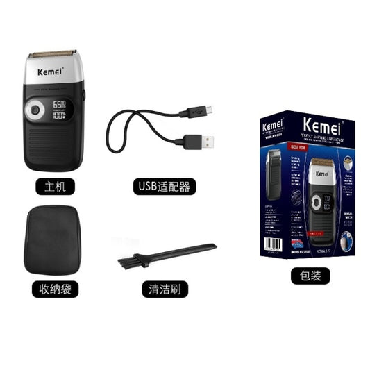 Kemei Electric Shaver Rechargeable Electric Beard Trimmer Shaving Machine for Men Twin Blade Washable Reciprocating Beard Razor - HAB