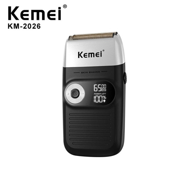 Kemei Electric Shaver Rechargeable Electric Beard Trimmer Shaving Machine for Men Twin Blade Washable Reciprocating Beard Razor - HAB