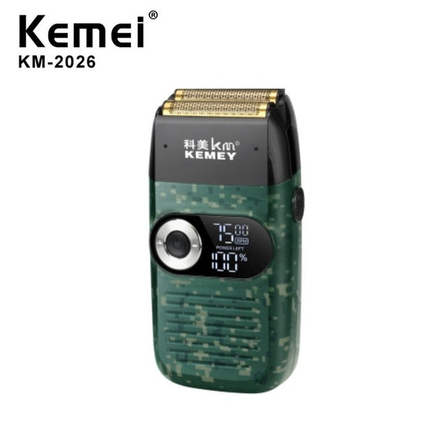 Kemei Electric Shaver Rechargeable Electric Beard Trimmer Shaving Machine for Men Twin Blade Washable Reciprocating Beard Razor - HAB