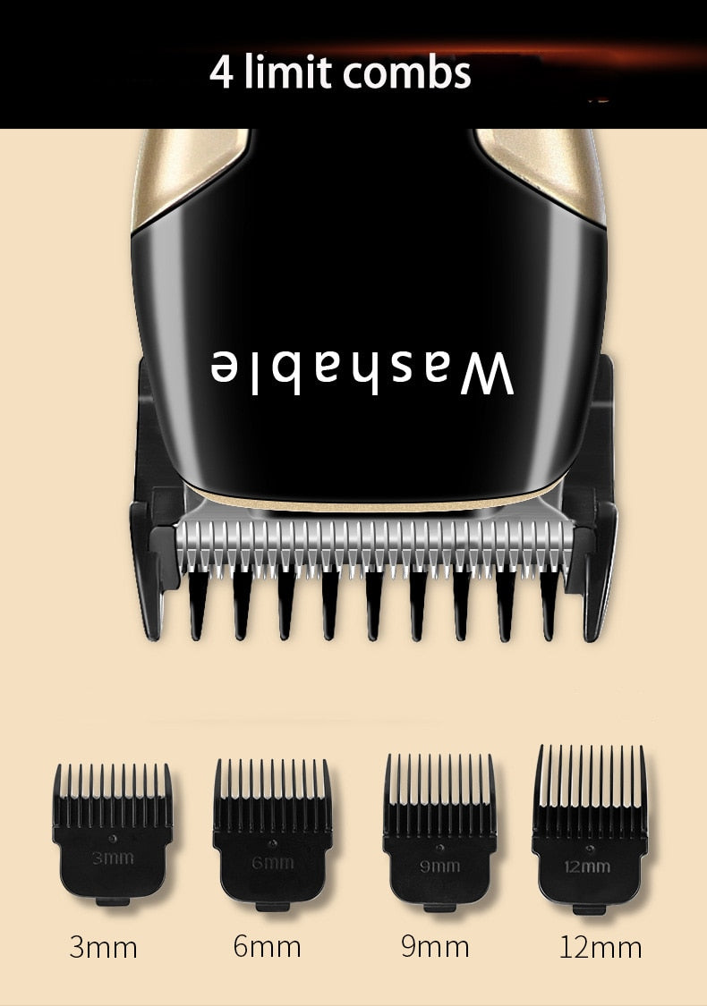 Kemei Electric Washable Hair Clipper Professional Hair Trimmer 0mm Baldheaded Carving Fade Cutter Hair Cutting Machine Barber - HAB