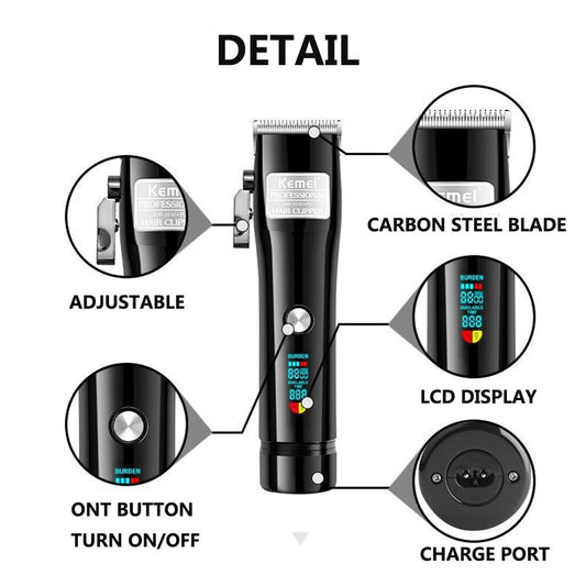 Kemei Professional Hair Clipper Electric Powerful Cordless Hair Trimmer Cutting Machine Haircut Trimmer Styling Tools Barber - HAB