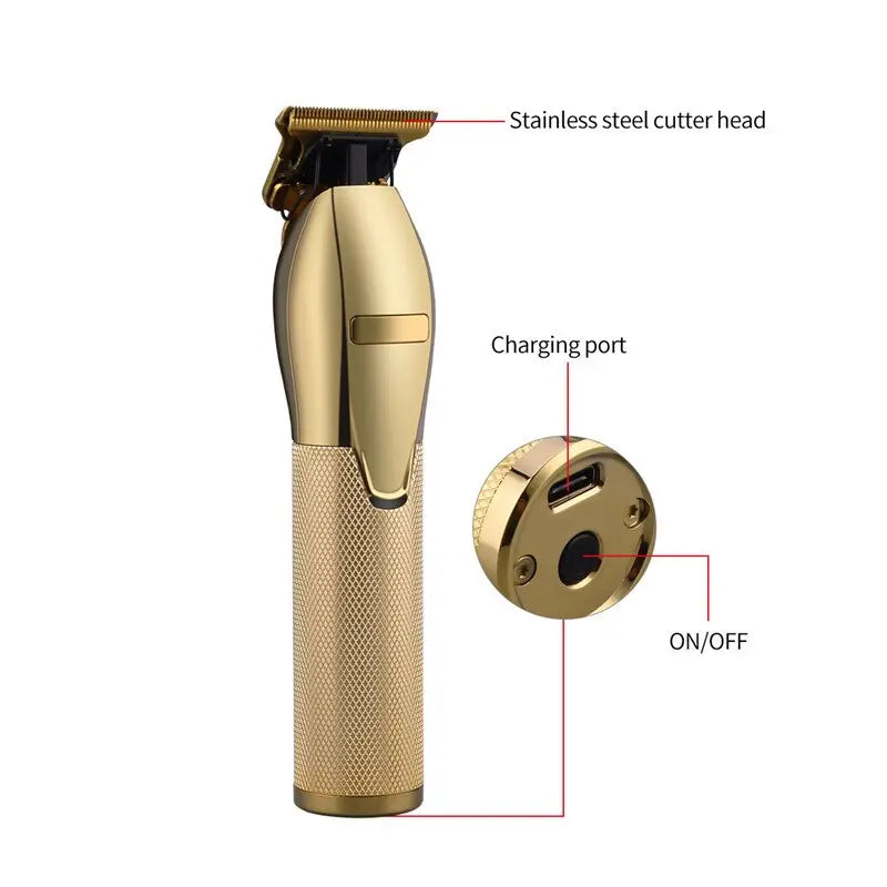 Professional Barber Hair Trimmer Electric Hair Clipper Men Beard Trimmer Rechargeable Hair Cutter Machine Outliner T-blade - HAB