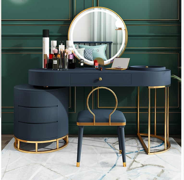 Hairdressing mirror net red barber shop mirror table with cabinet integrated simple stainless steel lamp double-sided hair salon - HAB