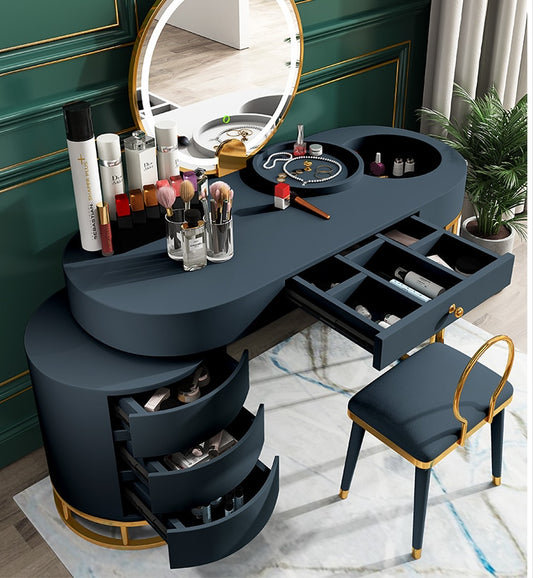 Hairdressing mirror net red barber shop mirror table with cabinet integrated simple stainless steel lamp double-sided hair salon - HAB