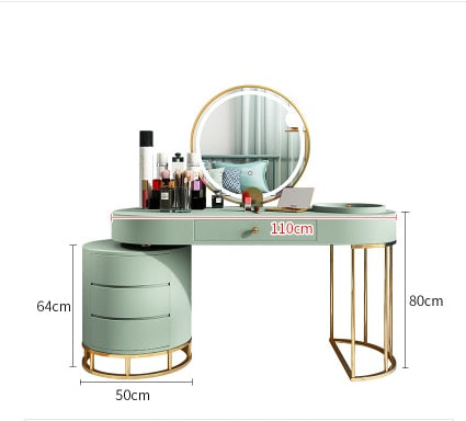 Hairdressing mirror net red barber shop mirror table with cabinet integrated simple stainless steel lamp double-sided hair salon - HAB