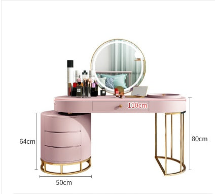 Hairdressing mirror net red barber shop mirror table with cabinet integrated simple stainless steel lamp double-sided hair salon - HAB