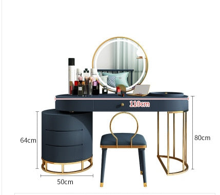 Hairdressing mirror net red barber shop mirror table with cabinet integrated simple stainless steel lamp double-sided hair salon - HAB