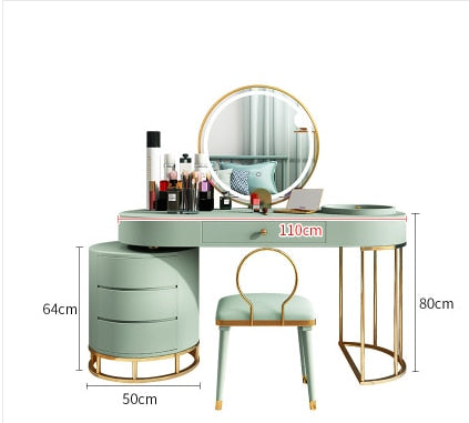 Hairdressing mirror net red barber shop mirror table with cabinet integrated simple stainless steel lamp double-sided hair salon - HAB
