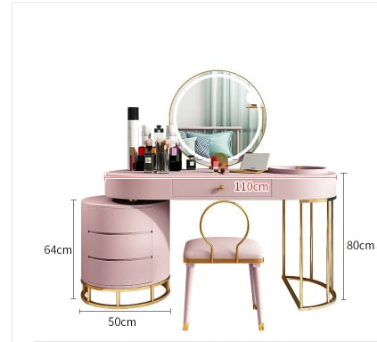 Hairdressing mirror net red barber shop mirror table with cabinet integrated simple stainless steel lamp double-sided hair salon - HAB