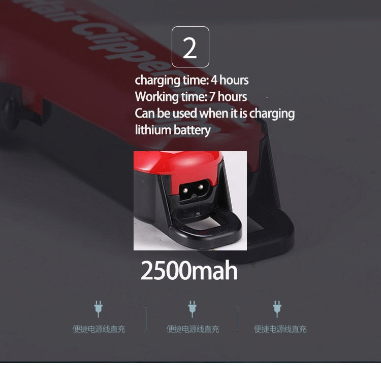 Kemei 7 Hours Large Capacity Battery Professional Wahl Hair Clipper Barber Shop Salon Coiffure Electric Cutter Shaving Machine - HAB