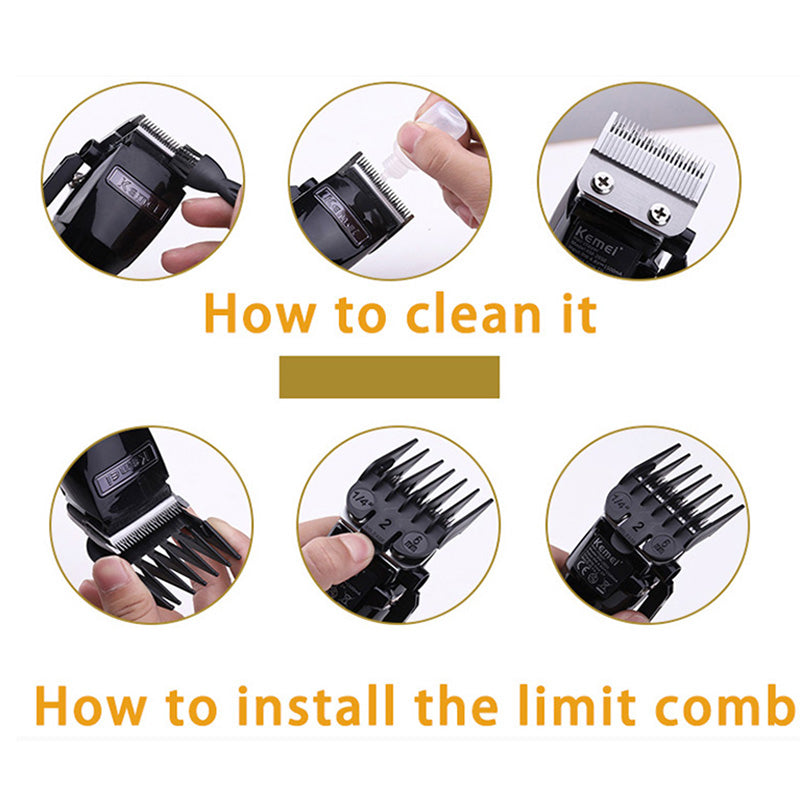 kemei hair trimmer KM- 2850 hair clipper Oil head electric clipper steel cutter head wireless charging electric hair clipper - HAB