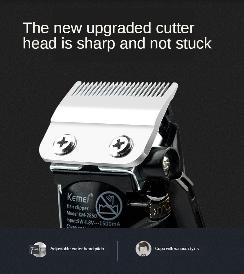 kemei hair trimmer KM- 2850 hair clipper Oil head electric clipper steel cutter head wireless charging electric hair clipper - HAB